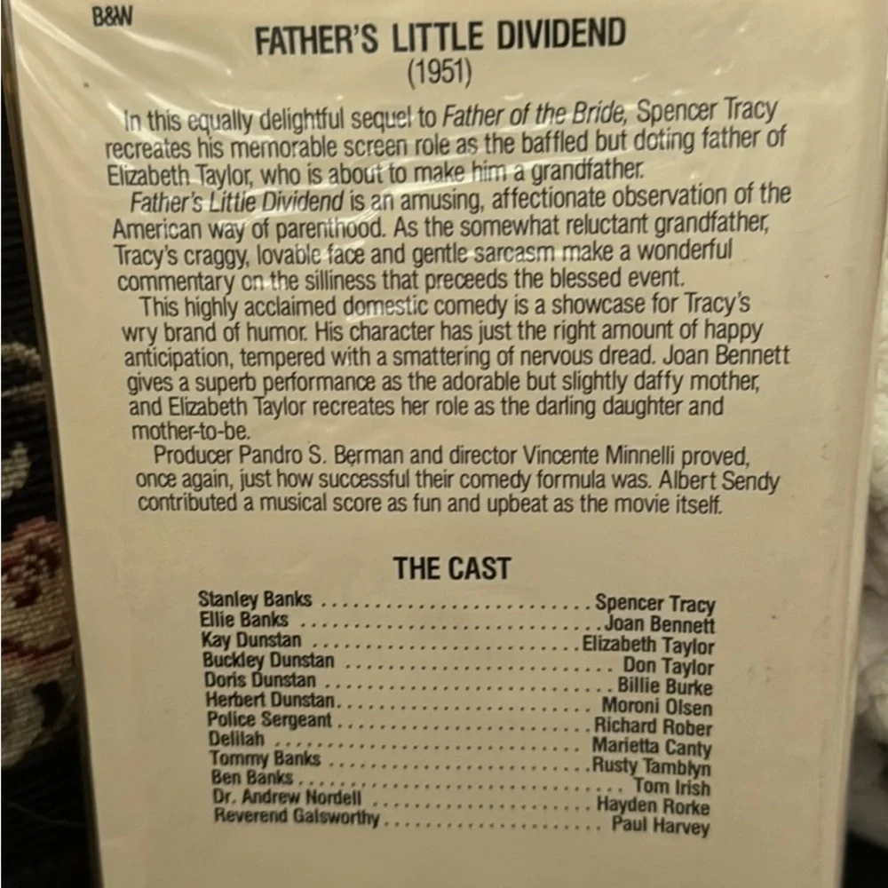 Vintage Father's Little Dividend VHS 1951, collectors treasure! Elizabeth Taylor